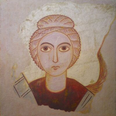 Archanioł Michał Archanioł Michał, według malarstwa ściennego z Faras, Libia VIII w, Clayintone - malowane gliną 2011, 50 x 50 cm