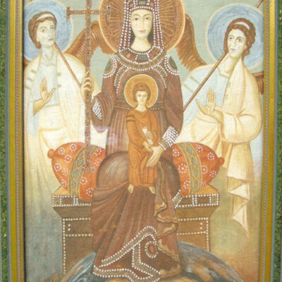 Madonna della Clemenza Madonna della Clemenza, według oryginału, Rzym 705 - 707, Clayintone - napisane ziemią i wodą 2006, 32x40 cm