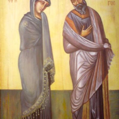 Maria i św Jan Ewangelista Maria i św Jan Ewangelista, Clayintone - ikona napisane ziemią i wodą 2010