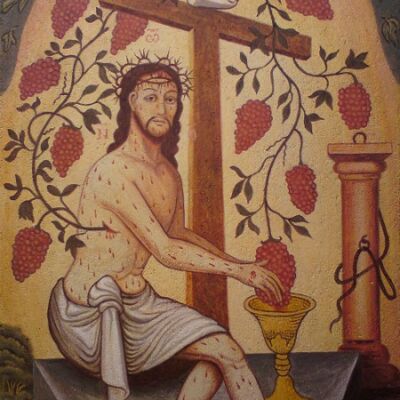 Christus der Weinstock Christus der Weinstock, geläufiges Motiv aus dem 18. Jh, Clayintone 2011, 53 x 37 cm, gerahmt